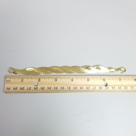 Vintage Avon Gold Tone Braided Herringbone Flat Chain Necklace Bracelet Set - Picture 7 of 8